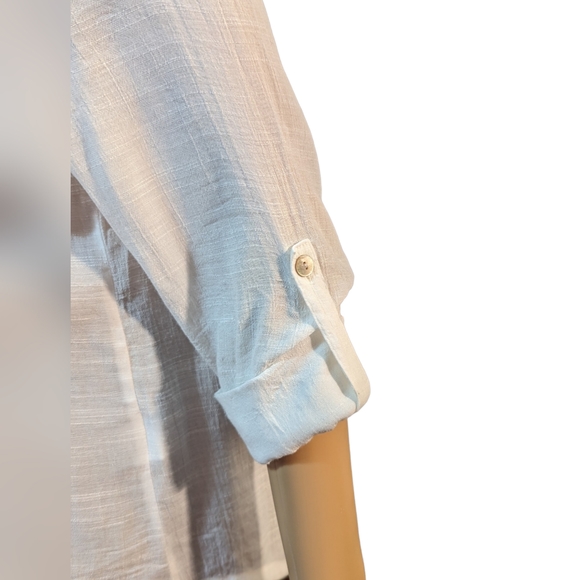 Ruby Rd | Women's Split V-Neck Blouse | White | Size Small Petite - Picture 6 of 11